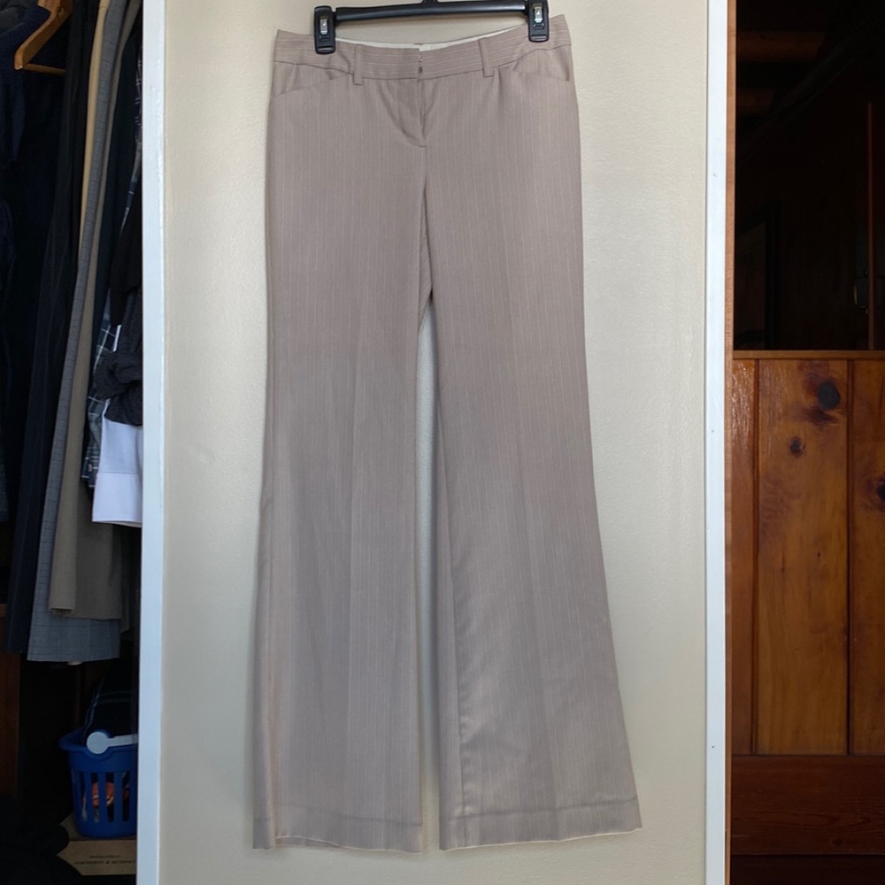 Express Design Studio Editor trouser pants. Khaki w/blk & white stripes. Size 2